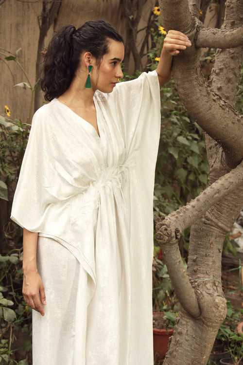 Divine Sequins Embroidered Kaftan - White