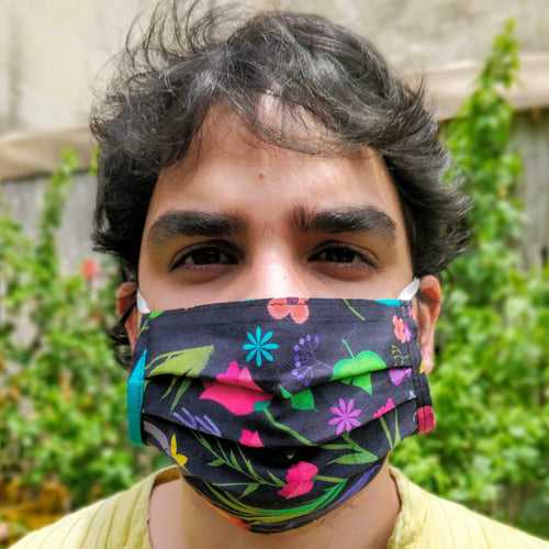 Organic Reversible 2 Print Pleated Face Mask Set