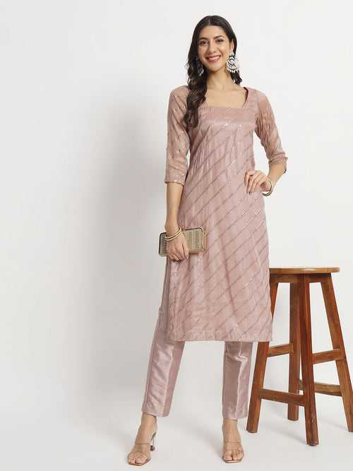 Mauve Majesty Straight Kurti with Straight Pants