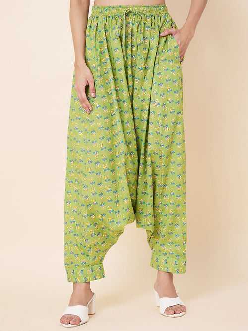 Green Printed Harem Pants