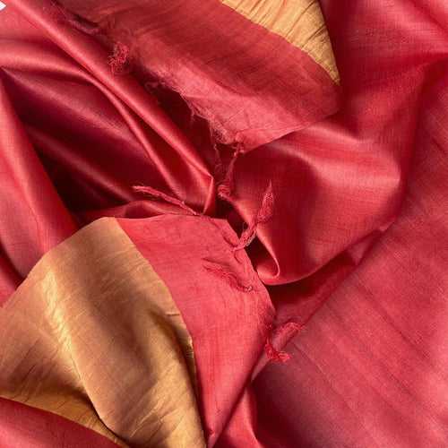 Rust Tussar Silk Zari Dupatta