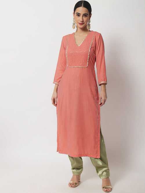 Charming Pink Velvet Kurti