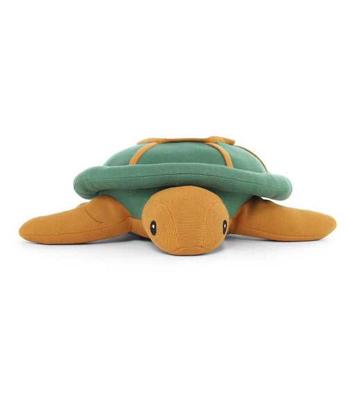 Pokey Turtle Cotton Knitted Stuffed Soft Toy (Green & Mustard)