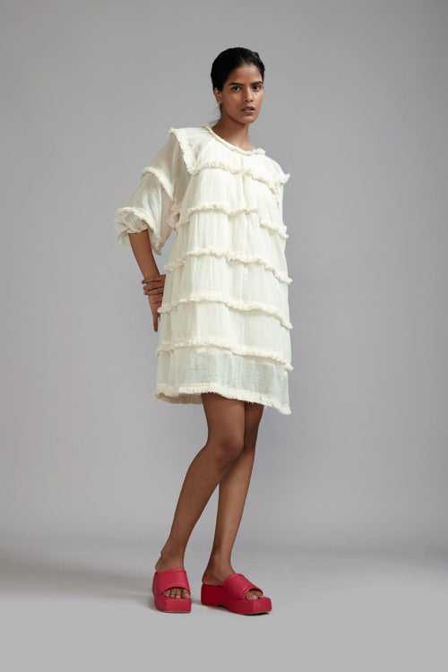 Off-White Fringed Short Dress