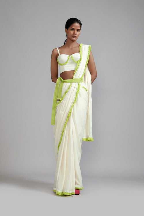 Off-White with Neon Green Fringed Corset