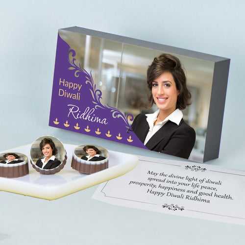 Beautiful Personalised Diwali Gift with Printed Chocolates