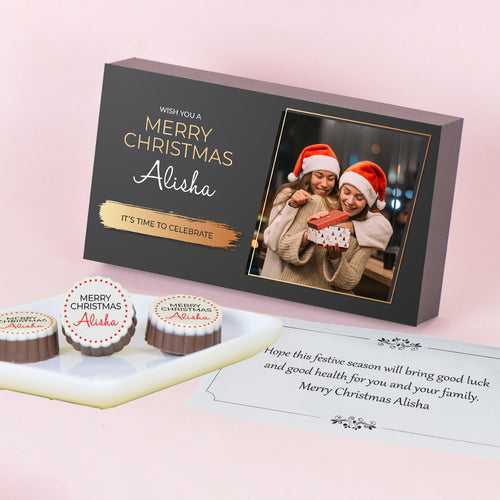 Personalised Merry Christmas Gift Box with Printed Chocolates