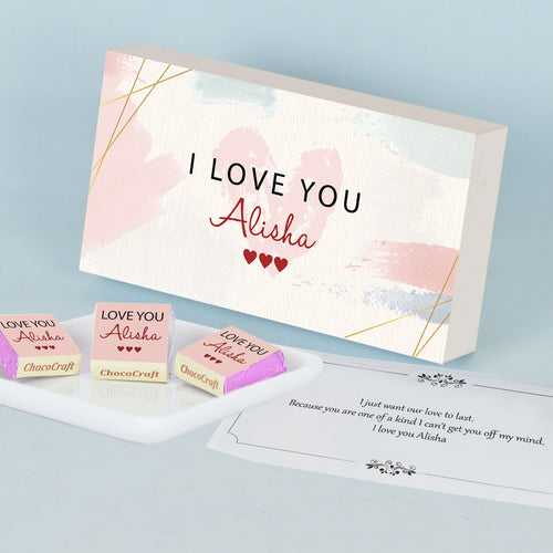 Personalized I Love You Chocolate Gift Box with Watercolour Design (with Wrapped Chocolates)