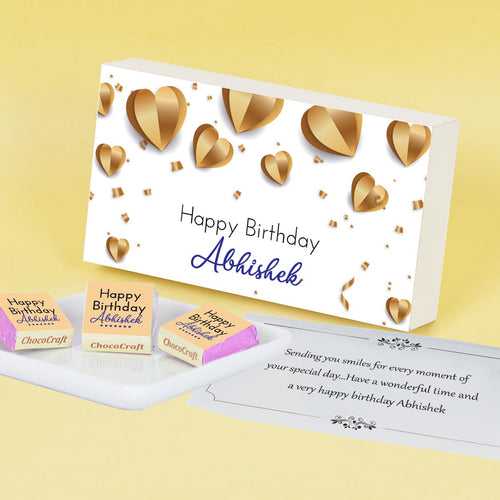 Golden Hearts Design Personalised Chocolate Box for Birthday (with Wrapped Chocolates)