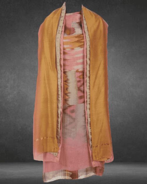 Semi Stitched Kota Silk linen Casual Suit Set
