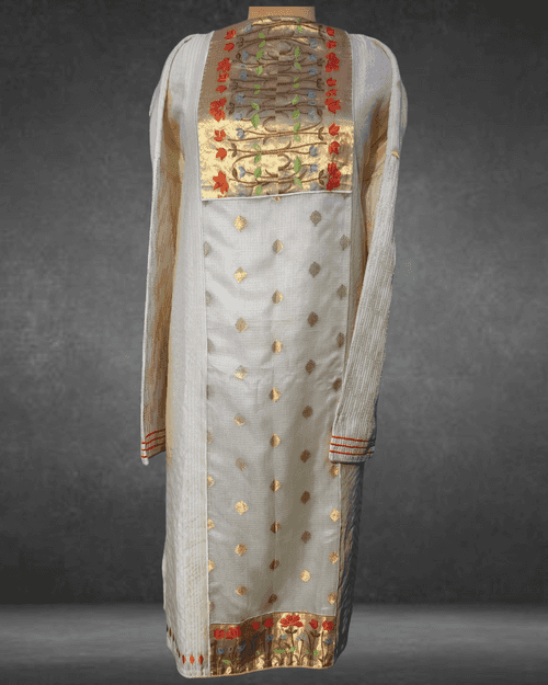 Semistitched Kota Zari With Chanderi Embroidered kurta