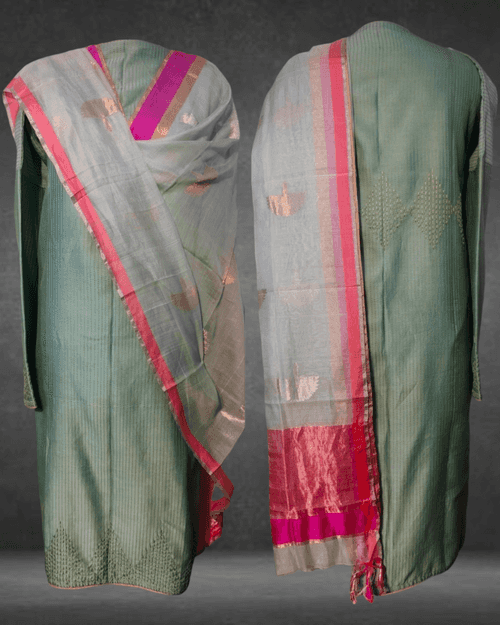 Semi Stitched Formal Chanderi Suit Set