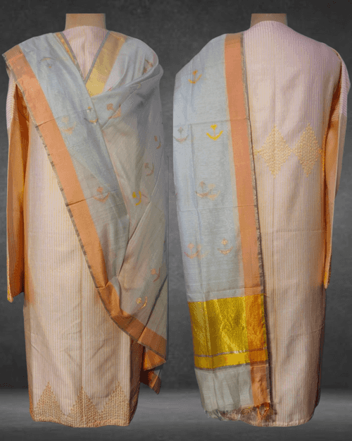 Semi Stitched Formal Chanderi Suit Set