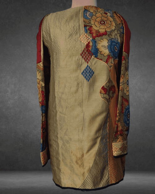 Semistitched Chanderi Kalamkari Short Tunic