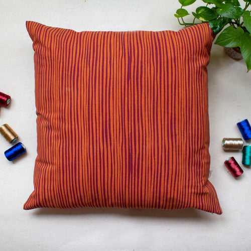 Red Orange Striped Cushion Cover