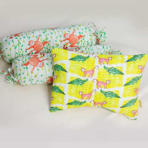 MONKEY AND THE CROCODILE PILLOW BOLSTER SET