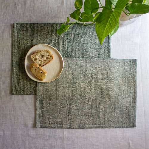 green forest embroidered table mats