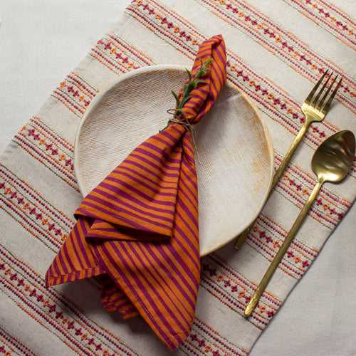 Red Orange Striped Table Napkin