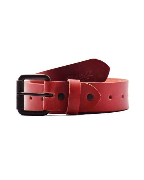 belt - cherry red single pin
