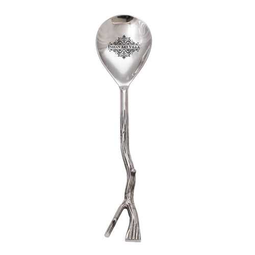 Indian Art Villa Stainless Steel Spoon with Elegant Trunk Inspired Design Patterns on End