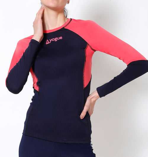 Pink - Navy Full-Sleeve Athlete Top