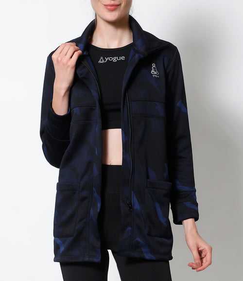 Navy Black Long Thermal Jacket