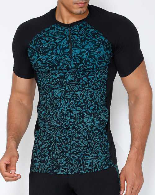 Teal & Black Compression T-Shirt