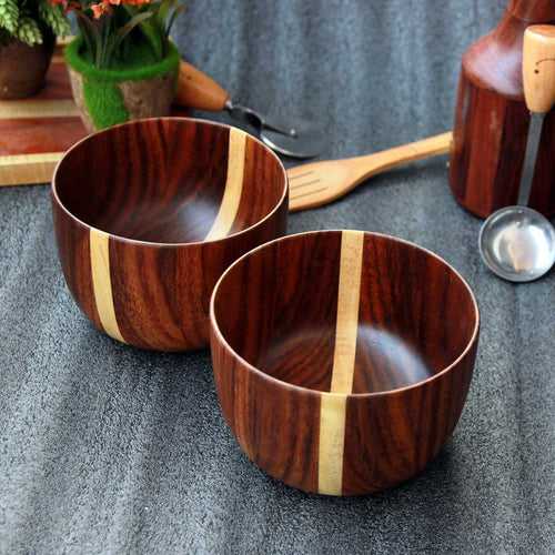 Wooden Serving Bowls - Set of 2 | Birthday Gift For Mom