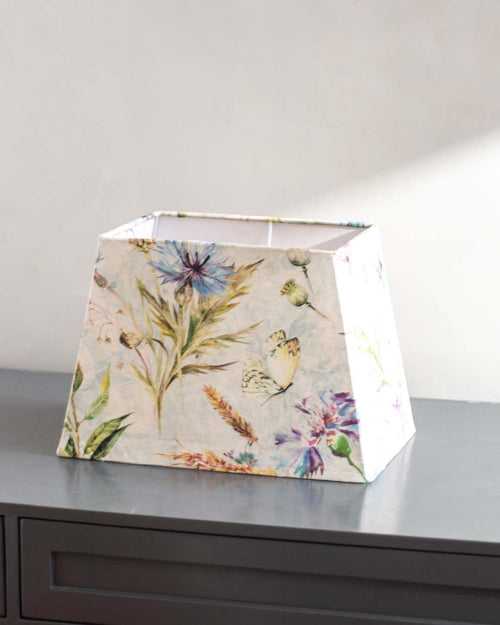 Flower Printed Cotton Tapered Rectangle Lamp Shade
