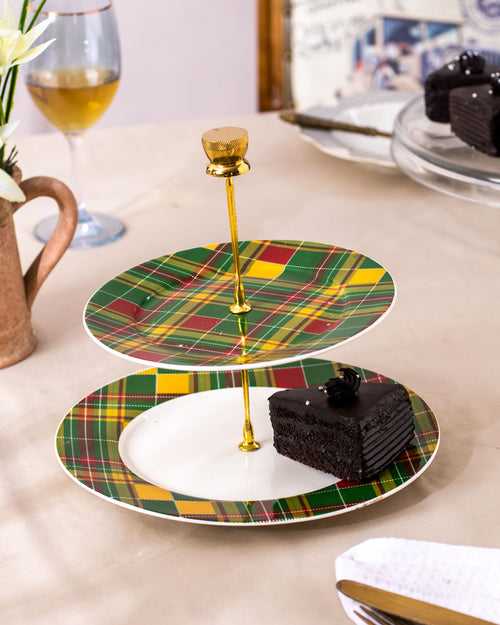 Flanel 2-Tier Cake Stand - Green