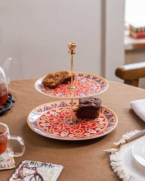 Moroccan Red 2-Tier Cake Stand