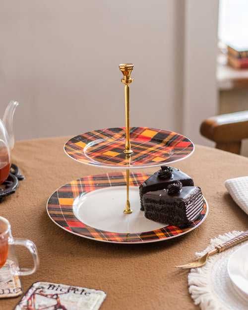 Flanel 2-Tier Cake Stand - Red