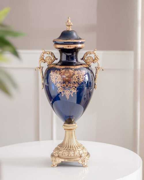 Villeroy Decorative Lidded Vase - Azure Blue