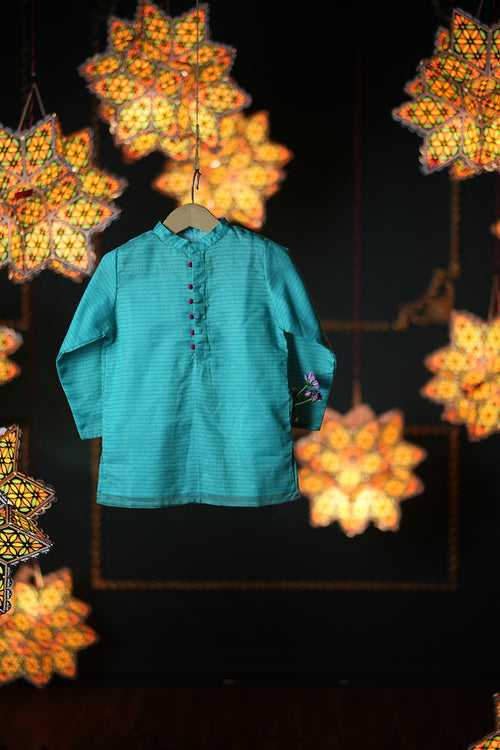 Dahlia boys ethnic wear kurta in handwoven cotton silk