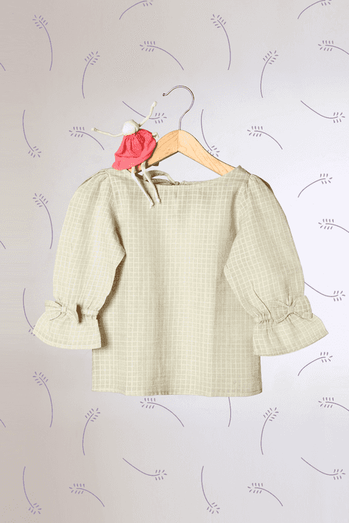'Charms of Country Life' - Sage Green Checkered Top | Relove