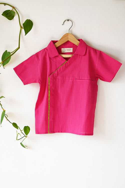 'Voice of heart' Unisex drop shoulder half sleeves shirt in pink