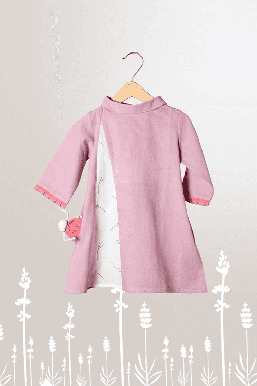 'Lavender Fields' - Full Sleeve Reverse Collar Lavender Dress | Relove