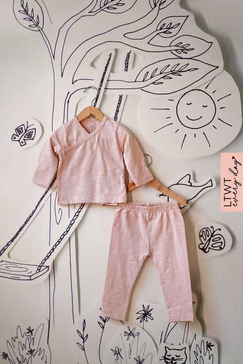 Everyday unisex baby kimono top and leggings set in rose pink for girls & boys