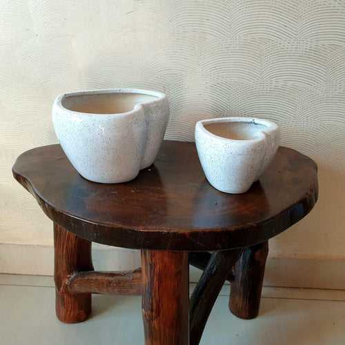 White Heart Ceramic Pots