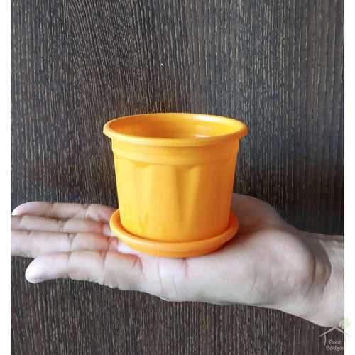 3" Orange Pot with Plate