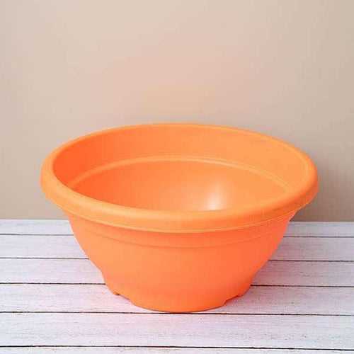 17.7" Orange Bowl Round Plastic Pot