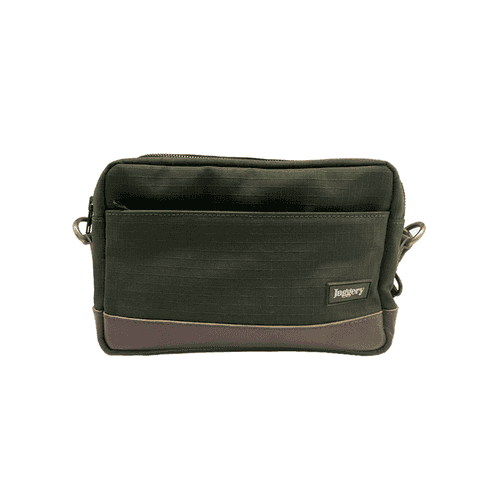 Travel Pouch in Olive Green Canvas and Seat Belt