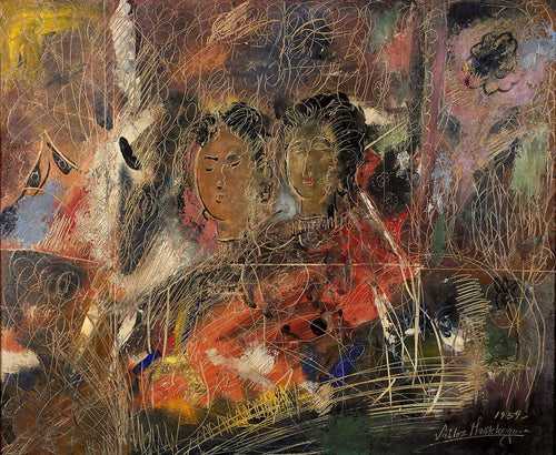 Two Sisters - Sailoz Mookherjea - Bengal School Art - Indian Painting