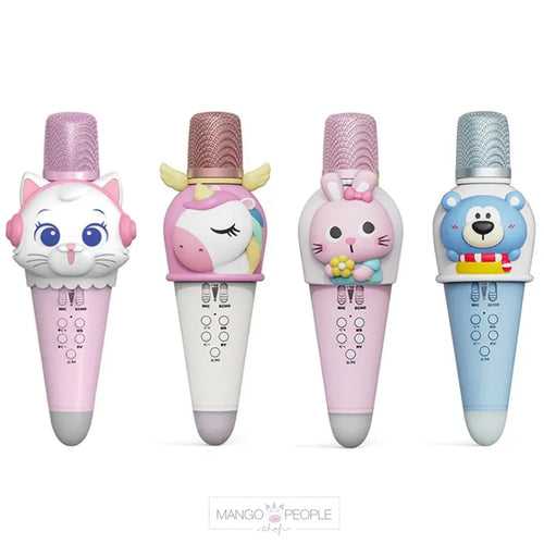 Cute Animal Cartoon Design Karaoke Portable Bluetooth Mic with LED Light for Kids