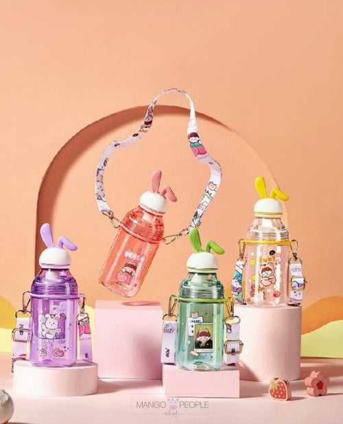 CUTE KAWAI WATER BOTTLE WITH STRAW AND SIPPER - 400ML