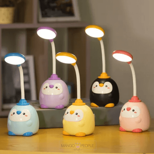 CUTE PENGUIN SHAPE LED TABLE LAMP WITH ADJUSTABLE NECK AND USB CHARGING