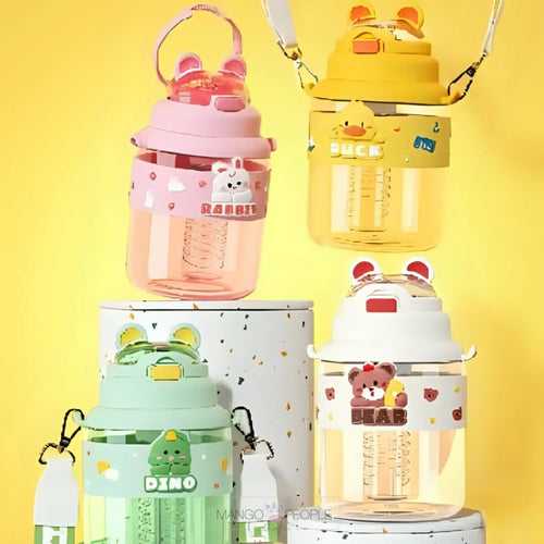KAWAII CUTE ANIMALS ROUND WATER BOTTLE WITH FRUIT INFUSER PARTITION - 1100ML