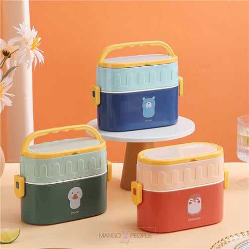 TWO TIER AIR TIGHT LUNCH BOX WITH HANDLE & PUSH LOCK - 950ML