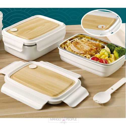 WOODEN STYLE STAINLESS STEEL LUNCH BOX - 800ML