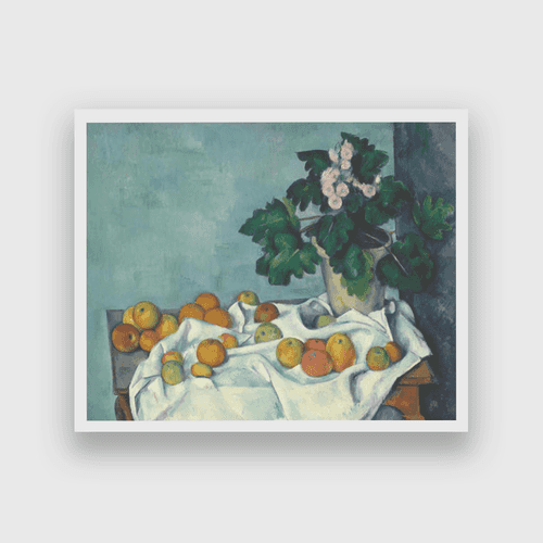 Still Life with Apples and a Pot of Primroses Painting